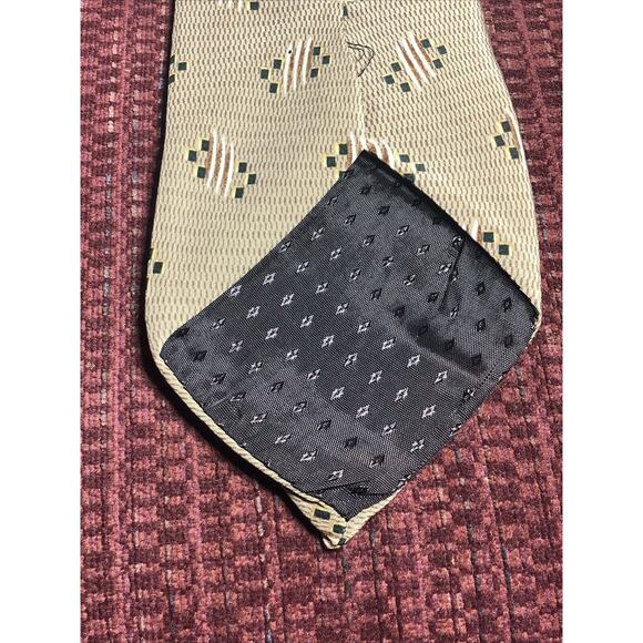 BILL BLASS BLACK LABEL Olive Green Pattern Mens Multi-Color 100% Silk Neck Tie - Picture 2 of 5